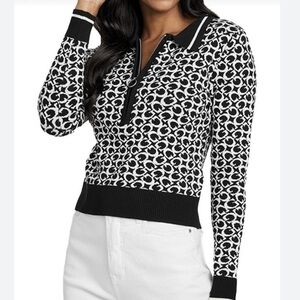 Guess Women’s Lohan logo half-zip sweater Black and White Size S